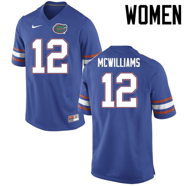 Women's NCAA Florida Gators C.J. McWilliams #12 Stitched Authentic Nike Blue College Football Jersey JCL3265HA